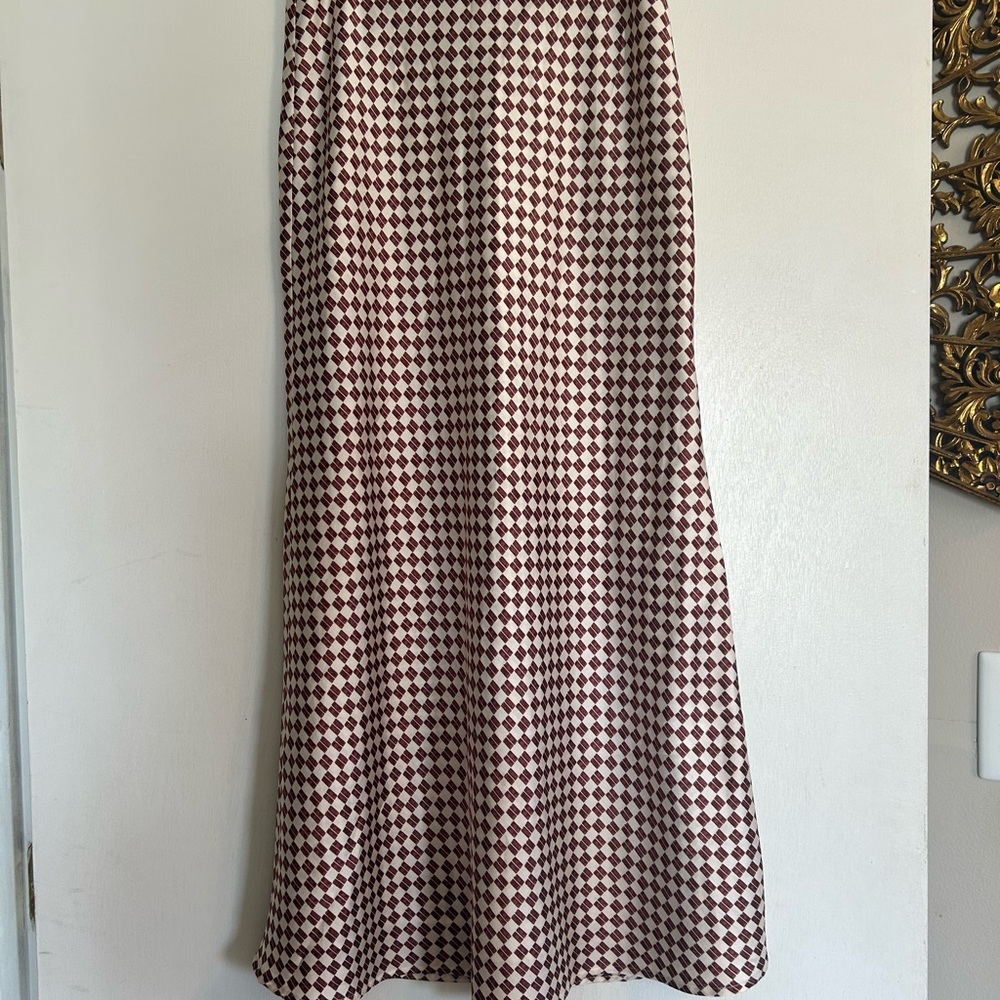 Abercrombie & Fitch Burgundy Checkered Maxi Skirt